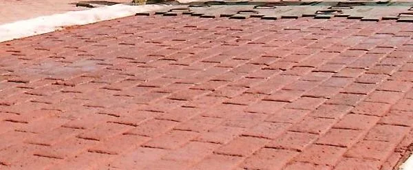 Brick-pattern stamped concrete detail illustrating one finish option